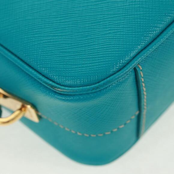 PRADA Shoulder Bag Safiano leather Turquoise Blue Gold Auth 159879SAV - Picture 16 of 16